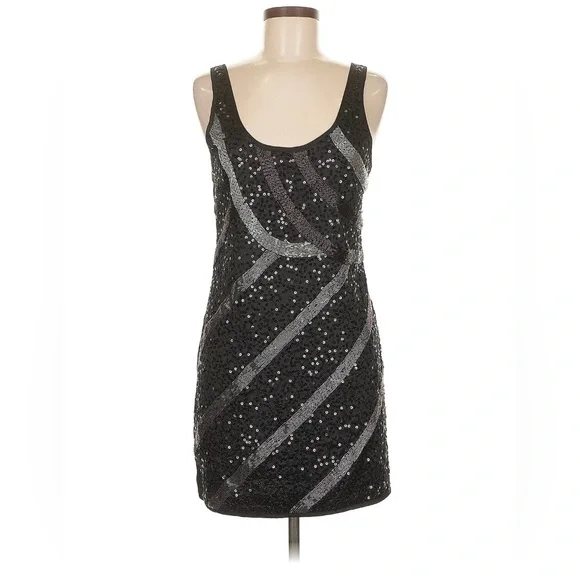 Guess Black and Silver Sequin Mini Party Dress - Picture 1 of 6
